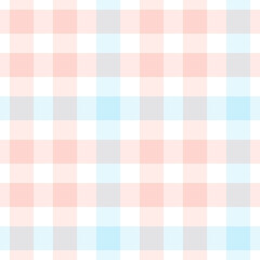 Plaid pastel pink, blue, white repeat pattern. Seamless pattern. Great for fabric, scarf, flannel, shirt, skirt, dress, other clothing, tablecloth, bedding, textile, wrapping paper and more.