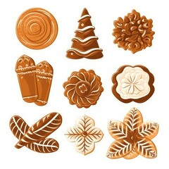 Christmas holiday cookies. Collection in cartoon style illustration. set isolated on white background. generative ai