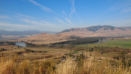 Landscape view of rural Montana from a hill