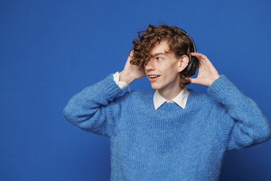 Androgynous model. Zoomer. Vibrant colour. Positive