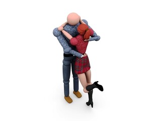 computer generated image of a 3D Couple in love