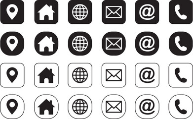 Web Icon Set, home icon, location icon, Gmail icon, call icon, web icon