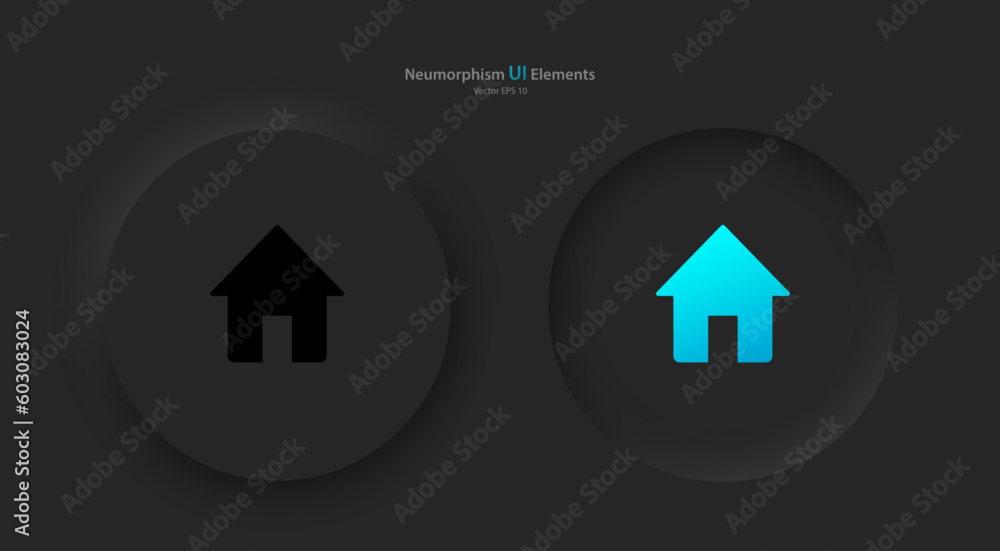 Poster a set of round buttons with gray and blue home symbols. user interface elements for mobile devices i