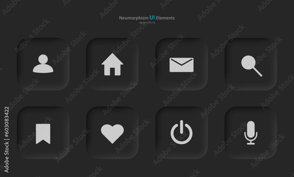 Poster buttons for mobile devices in the style of neumorphism, ui, ux. a set of user interface elements for