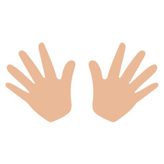 Two colored hands icon on white background. Human palm gesture vector illustration. 