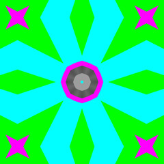 Vibrant and Symmetrical Digital Abstract Kaleidoscope Art with Intricate Geometric Patterns, Fractal Elements, and Psychedelic Colors, Perfect for Contemporary Design Projects, Modern Wallpaper