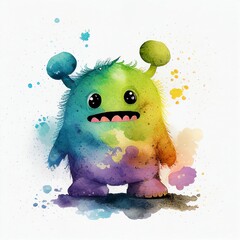 monster funny watercolor style Generative AI