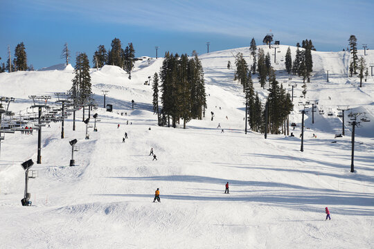 Beginner Ski Slope in Tahoe on Sunny Day