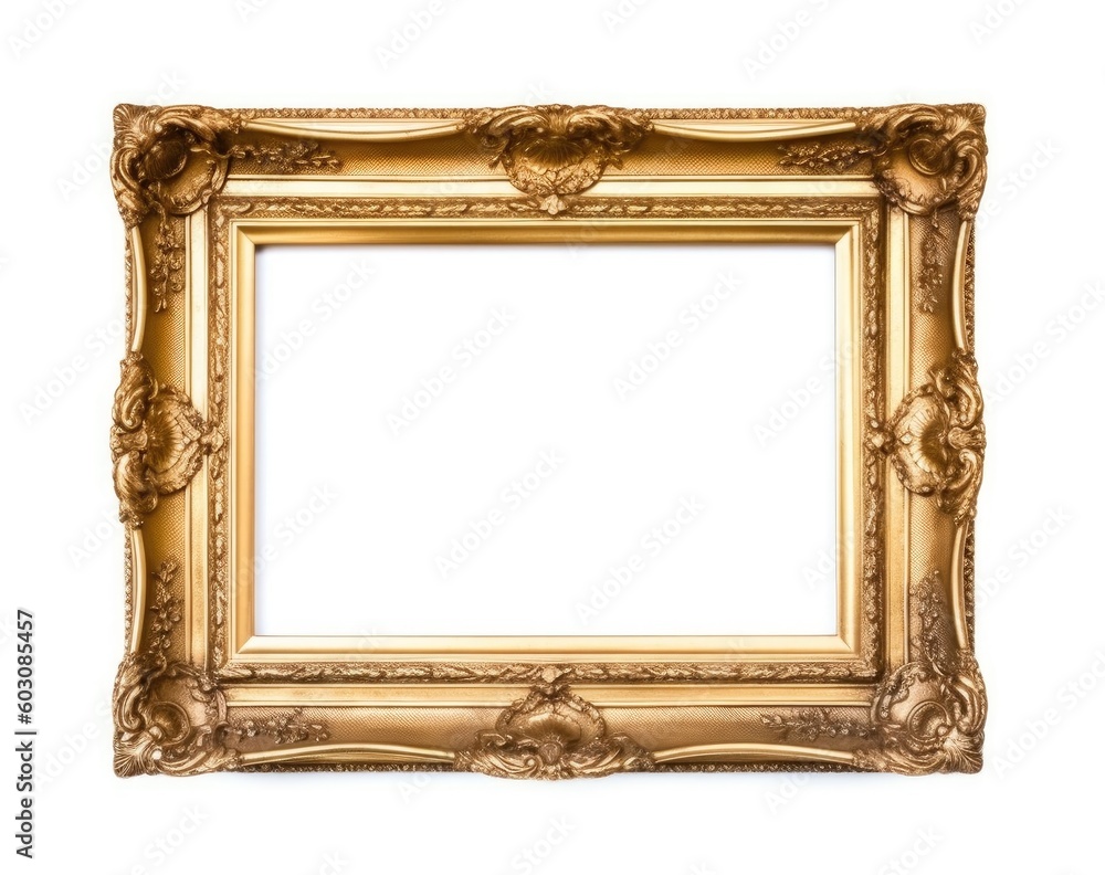 Poster gold square antique frame over white background created with generative ai technology