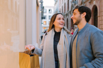 Happy couple shopping