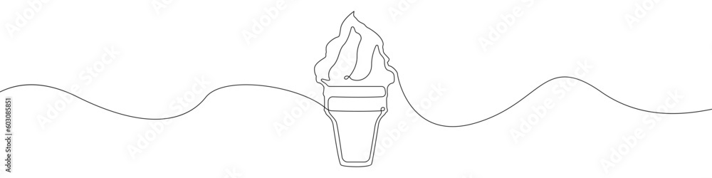 Poster ice cream line continuous drawing vector. one line ice cream vector background. ice cream icon. cont