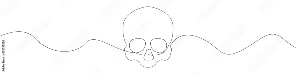 Poster skull line continuous drawing vector. one line skull vector background. skull icon. continuous outli