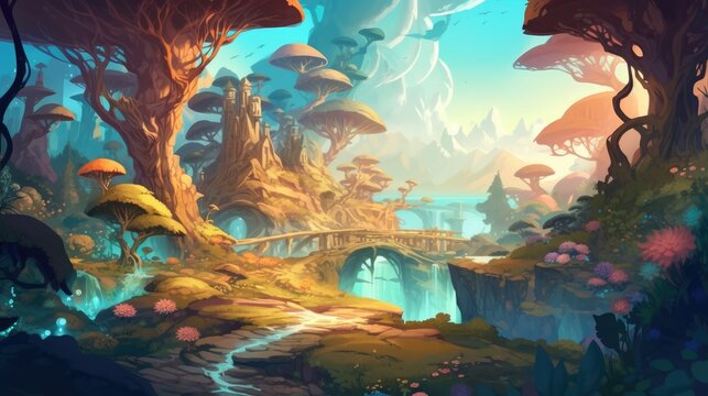 Abstract art design. Fairy tale fantasy illustration. Fantasy world