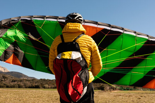man during parachute landing practice 