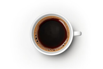 The top-view coffee cup with hot black coffee isolated. (Generative AI)