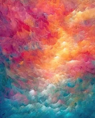 Tuinposter Mix van kleuren The wallpaper boasts an abstract texture panorama background. (Generative AI)