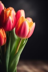 Obraz premium Copy space for Mother's Day with spring tulips. (Generative AI)