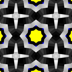 Vibrant and Symmetrical Digital Abstract Kaleidoscope Art with Intricate Geometric Patterns,...