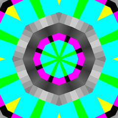 Fototapeta premium Vibrant and Symmetrical Digital Abstract Kaleidoscope Art with Intricate Geometric Patterns, Fractal Elements, and Psychedelic Colors, Perfect for Contemporary Design Projects, Modern Wallpaper
