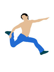 Fototapeta na wymiar jumping male on isolated background