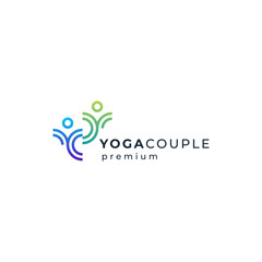 Obraz premium letter Y and couple for yoga logo design