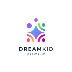 Orphanage logo design with children reaching for stars