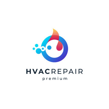 colorful and shiny HVAC logo design