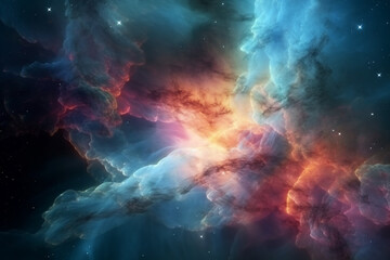 Obraz na płótnie Canvas Colorful space galaxy cloud nebula in space Universe science and astronomy concept. Supernova. Generative AI