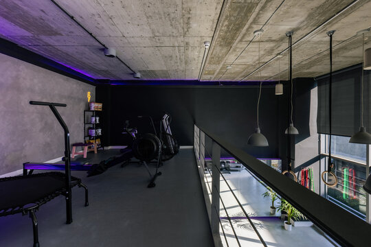 Treadmill, air cycling machine, rowing machine and fitness trampoline