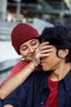 Girlfriend teasing boyfriend