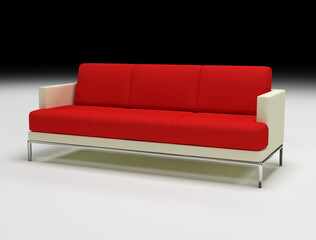 3d sofa red and beige