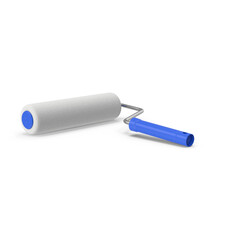 Paint roller with tray and paint for wall painting on png background