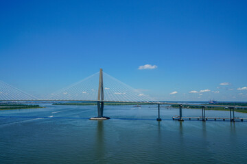 Aerial view of the Arthur Ravenel Jr. Bridge in Charleston, South Carolina