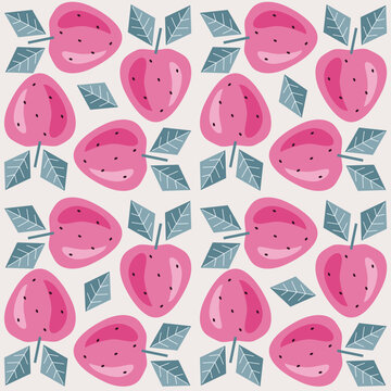 Repeating strawberry fruit seamless vector pattern