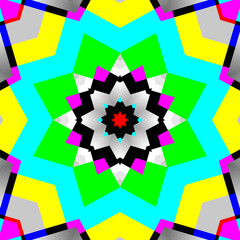 Vibrant and Symmetrical Digital Abstract Kaleidoscope Art with Intricate Geometric Patterns,...