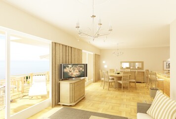 High resolution image interior. 3d illustration modern interior. Apartments