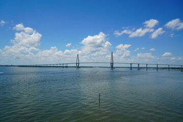 The Arthur Ravenel Jr. Bridge in Charleston, South Carolina on a sunny afternoon