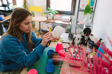 Woman creating decoration objects