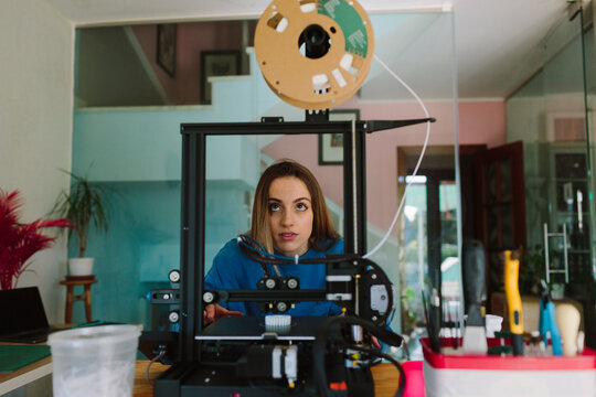 Woman working from home as 3D designer