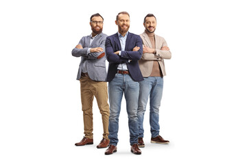 Team of professional men posing with crossed arms