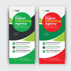 Modern roll up banner, Professional stand banner template design with creative shapes and idea.