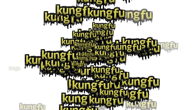 animated video scattered with the words KUNG FU on a white background