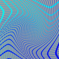 Original abstract vector pattern in the form of blue and cyan lines on a gray background