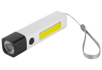 Battery-powered LED hand flashlight