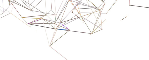 Multi color connected lines and dots network 3d illustration