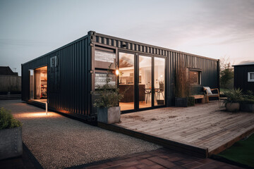 Fototapeta premium Modern house - Container - Illustration created with generative ai