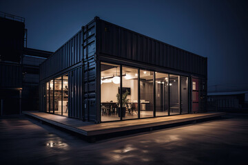 Fototapeta na wymiar Modern house - Container - Illustration created with generative ai