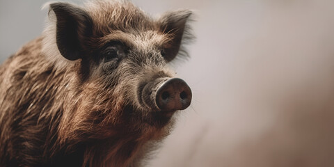 Big pig on the farm, close up. Welfare and care of farm animals. Generative Ai
