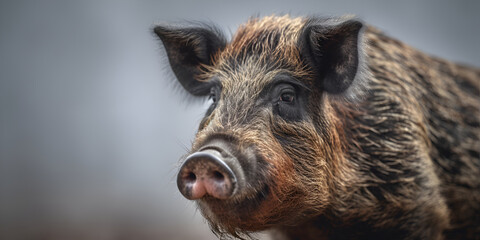 Big pig on the farm, close up. Welfare and care of farm animals. Generative Ai

