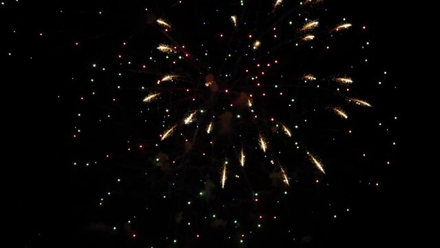 Christmas night fireworks 4k slow motion 
